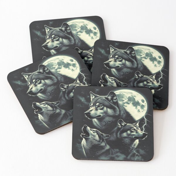 Item preview, Howling Wolves Under Full Moon | Dramatic Wolf Art designed and sold by WonderWaresGifts.