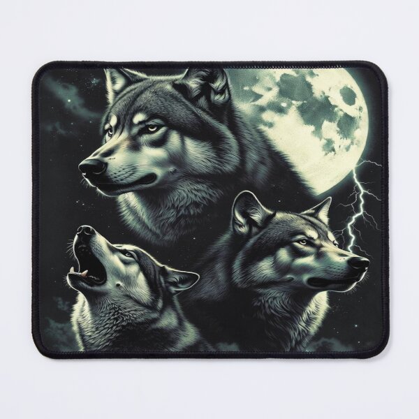 Item preview, Howling Wolves Under Full Moon | Dramatic Wolf Art designed and sold by WonderWaresGifts.