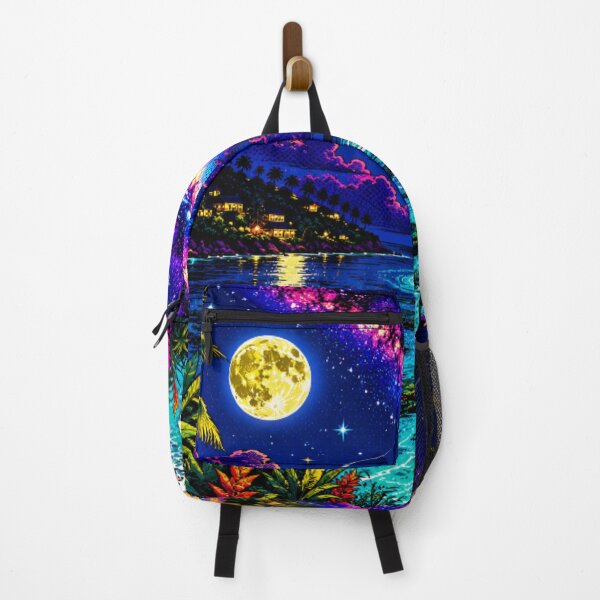 Item preview, Tropical Moonlit Paradise – Vibrant Pop Art Beach Nightscape with Full Moon & Milky Way designed and sold by Nexus Space.