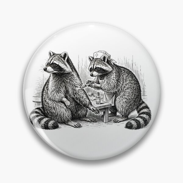 Item preview, Vintage Raccoon Nurse Giving Shot - Funny Nursing Bright Colors designed and sold by Neurospicy Trolls.