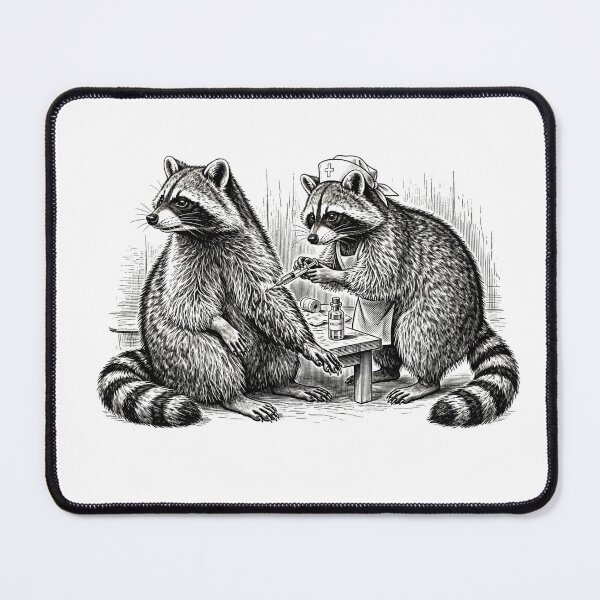 Item preview, Vintage Raccoon Nurse Giving Shot - Funny Nursing Bright Colors designed and sold by Neurospicy Trolls.