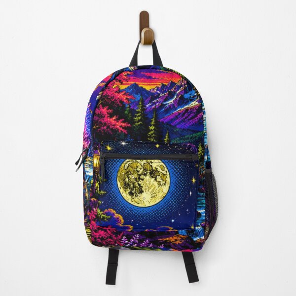 Item preview, Moonlit Mountain Cabin – Vibrant Pop Art Night Landscape with Milky Way & Forest Stream designed and sold by Nexus Space.