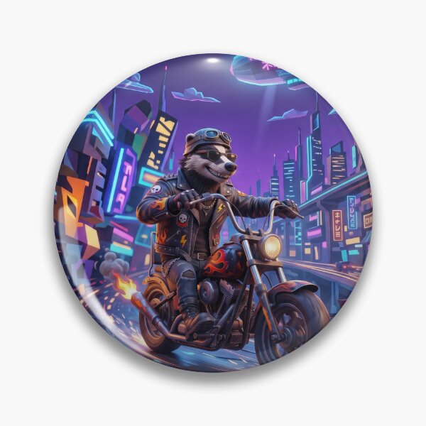 Item preview, Badger Biker in Neon City designed and sold by AnnArtshock.