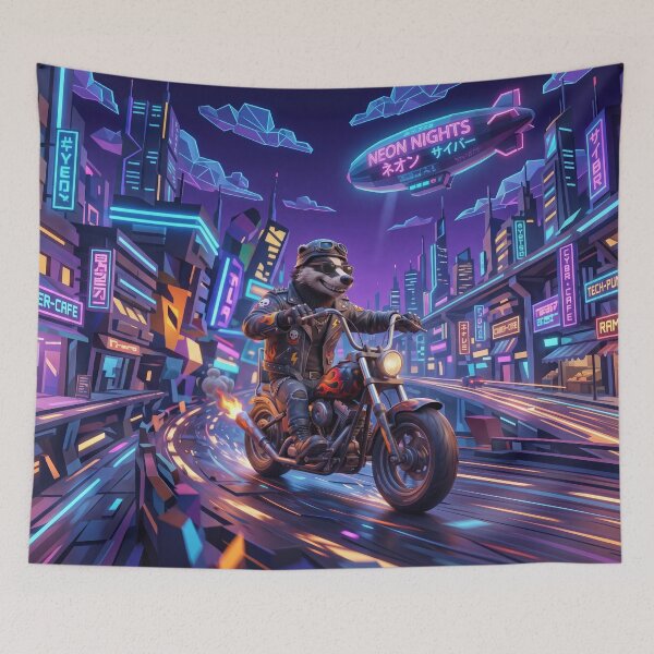 Item preview, Badger Biker in Neon City designed and sold by AnnArtshock.