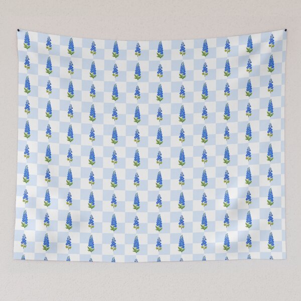 Item preview, Blue Delphinium Checkered Floral Pattern designed and sold by Zaya_art.