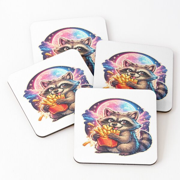 Item preview, Cute Raccoon Eating French Fries | Kawaii Trash Panda | Funny Fast Food Animal Gift for Food Lovers designed and sold by ArtByTripti.