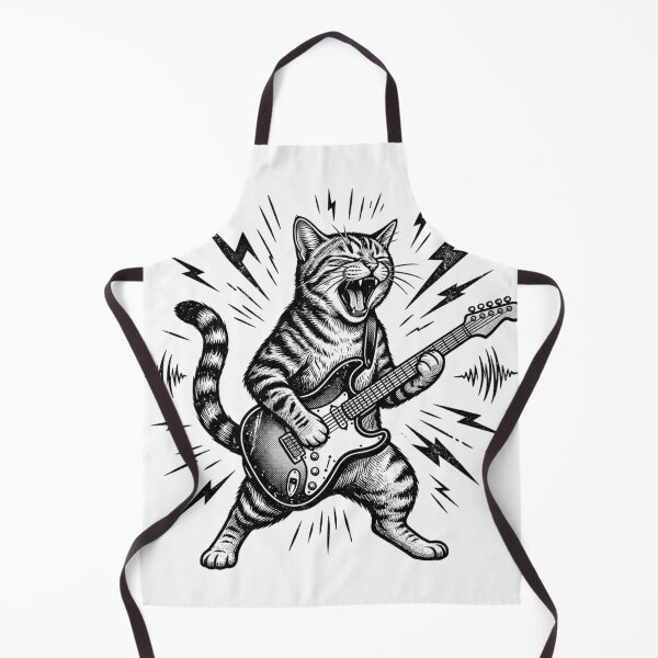 Item preview, Rocking Cat Playing Electric Guitar Vintage Engraving Style designed and sold by raedattia.
