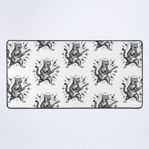 Item preview, Rocking Cat Playing Electric Guitar Vintage Engraving Style designed and sold by raedattia.