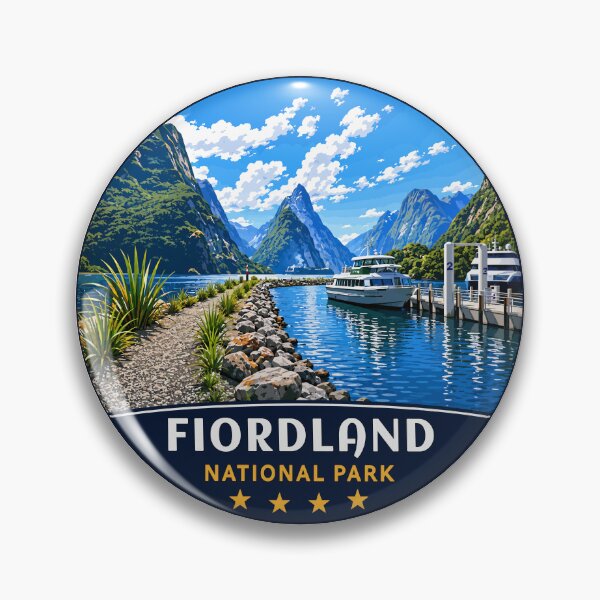 Item preview, Fiordland National Park New Zealand Vintage Fjord & Mountain Landscape designed and sold by Gideon Emmerich.