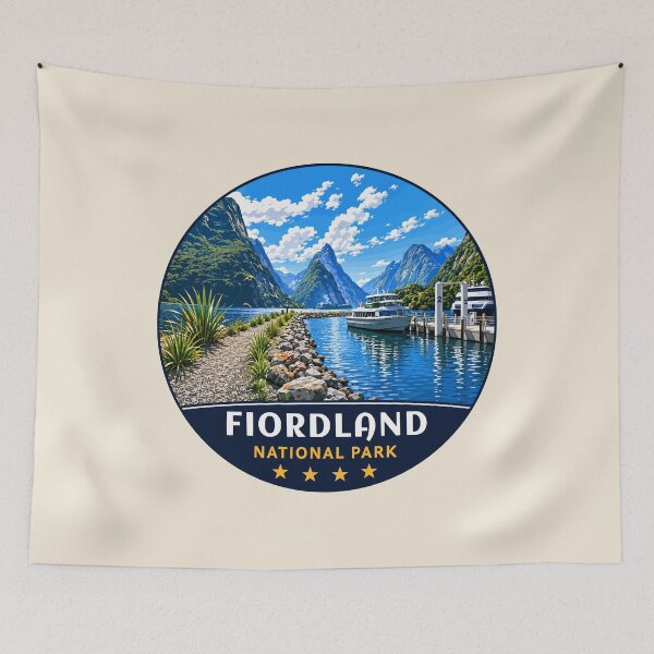 Item preview, Fiordland National Park New Zealand Vintage Fjord & Mountain Landscape designed and sold by Gideon Emmerich.