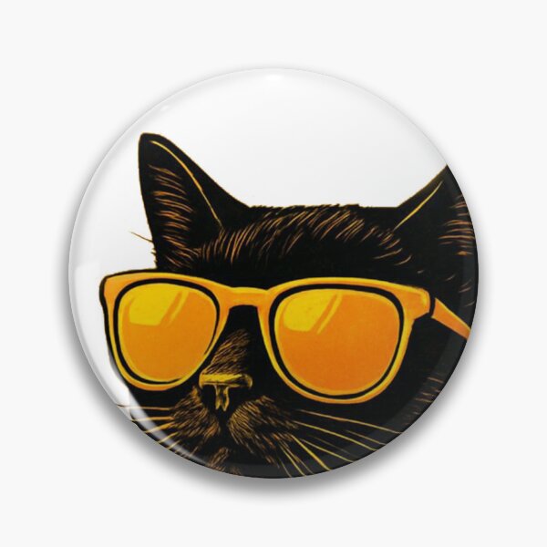 Item preview, Stylish Black Cat with Gold Chain and Orange Sunglasses designed and sold by themorgone11.