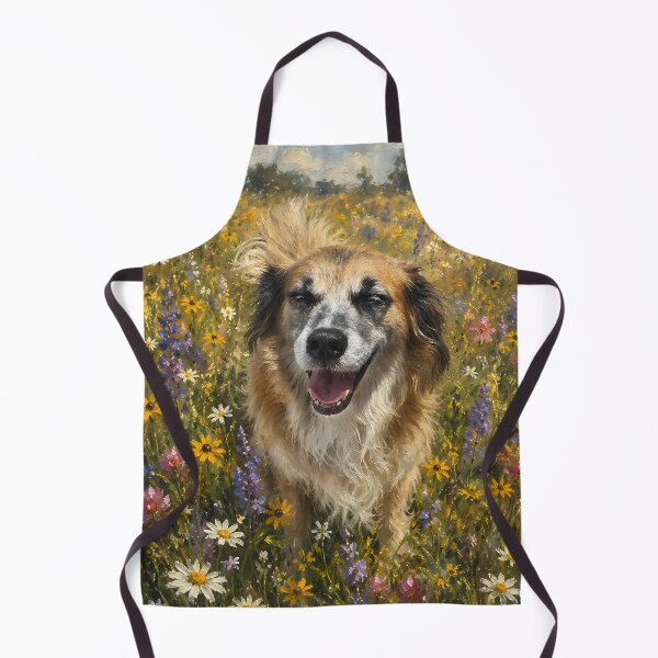 Item preview, Happy Dog Standing in Wildflower Field Oil Painting designed and sold by SellingWSarah17.