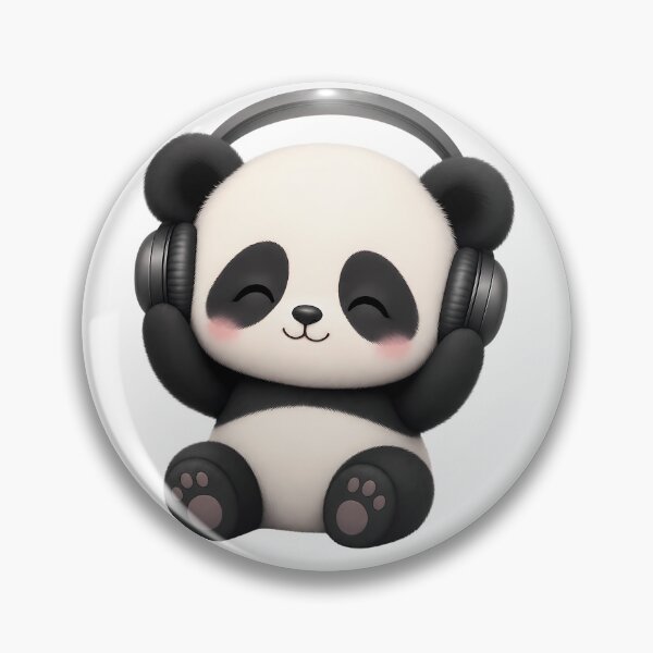 Item preview, Panda with headphones – cute music motif designed and sold by Halbeskilo.