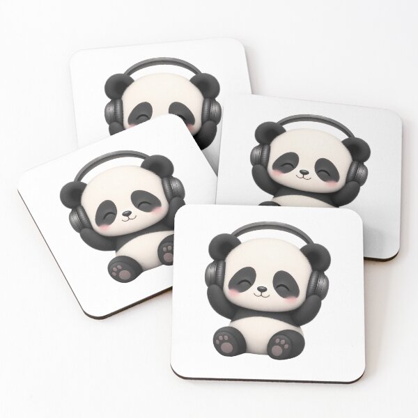 Item preview, Panda with headphones – cute music motif designed and sold by Halbeskilo.