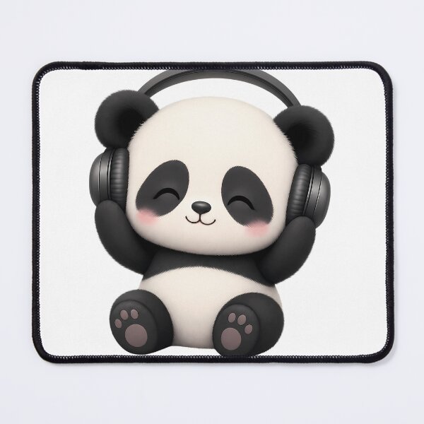 Item preview, Panda with headphones – cute music motif designed and sold by Halbeskilo.