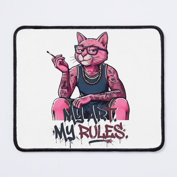 Item preview, My Art My Rules – Tattoo Pink Cat Streetwear Design | Rebel Cat Graffiti Aesthetic designed and sold by BlackCat Vibe.