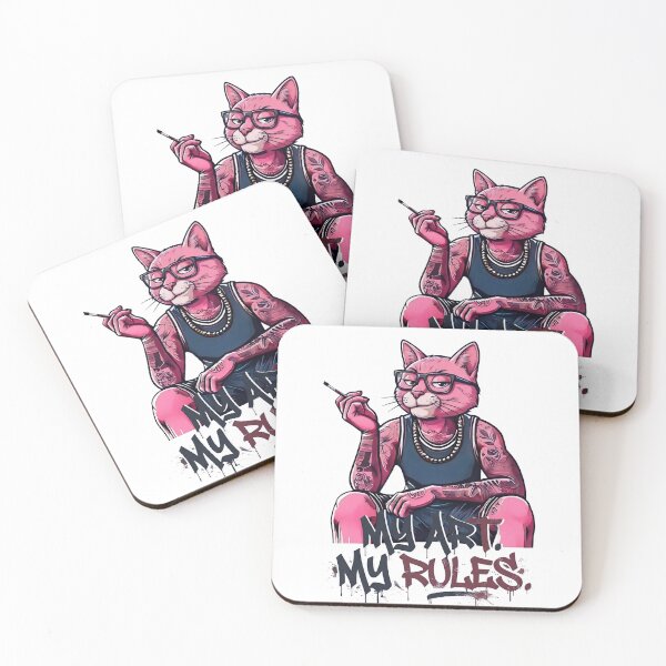 Item preview, My Art My Rules – Tattoo Pink Cat Streetwear Design | Rebel Cat Graffiti Aesthetic designed and sold by BlackCat Vibe.