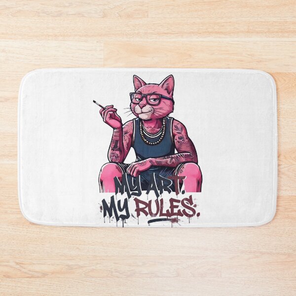 Item preview, My Art My Rules – Tattoo Pink Cat Streetwear Design | Rebel Cat Graffiti Aesthetic designed and sold by BlackCat Vibe.