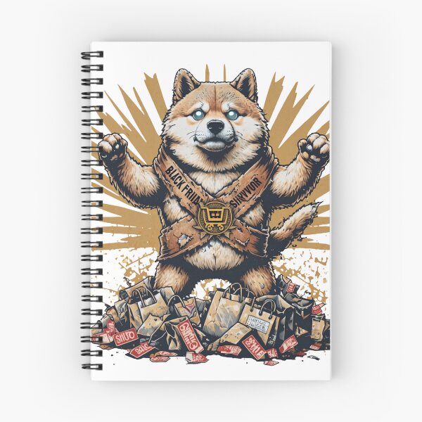 Item preview, Black Friday Survivor Shiba Inu Shopping Warrior Dog designed and sold by PawsRetroStudio.