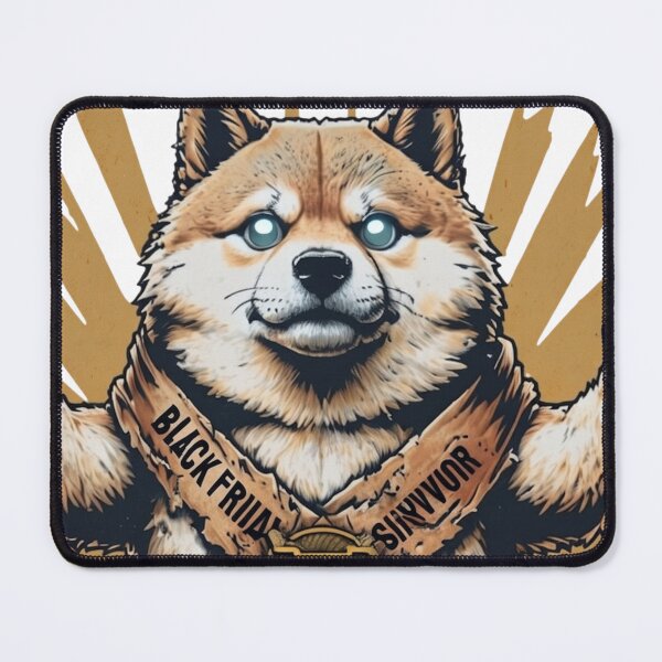Item preview, Black Friday Survivor Shiba Inu Shopping Warrior Dog designed and sold by PawsRetroStudio.