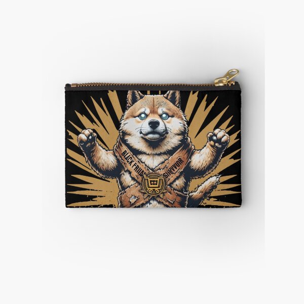 Item preview, Black Friday Survivor Shiba Inu Shopping Warrior Dog designed and sold by PawsRetroStudio.