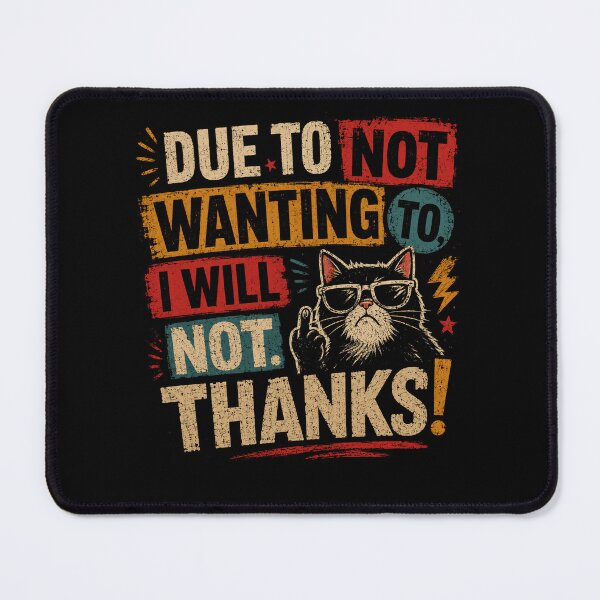 Item preview, Due To Not Wanting To I Will Not Thanks Sarcastic Cat Introvert Humor designed and sold by HumansStuck12.