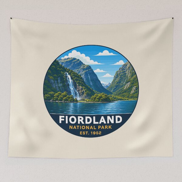 Item preview, Fiordland National Park New Zealand Vintage Fjord & Mountain Landscape designed and sold by Gideon Emmerich.