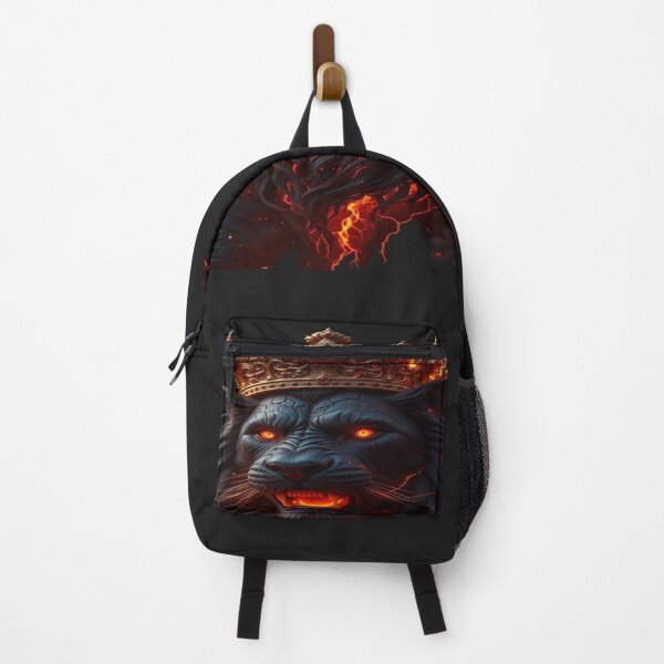 Item preview, The King of Eternal Flames, Royal Black Lion in Flames - King of Lava with Golden Crown and Fiery Eyes designed and sold by RAYBIL.