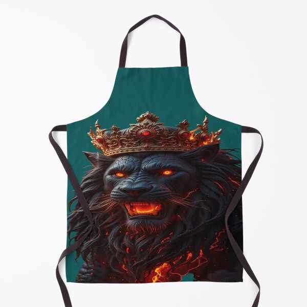 Item preview, The King of Eternal Flames, Royal Black Lion in Flames - King of Lava with Golden Crown and Fiery Eyes designed and sold by RAYBIL.