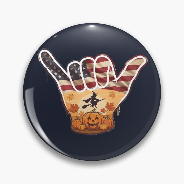 Item preview, Spooky USA Shaka Flag Witch & Pumpkin Halloween designed and sold by MythicCotton.