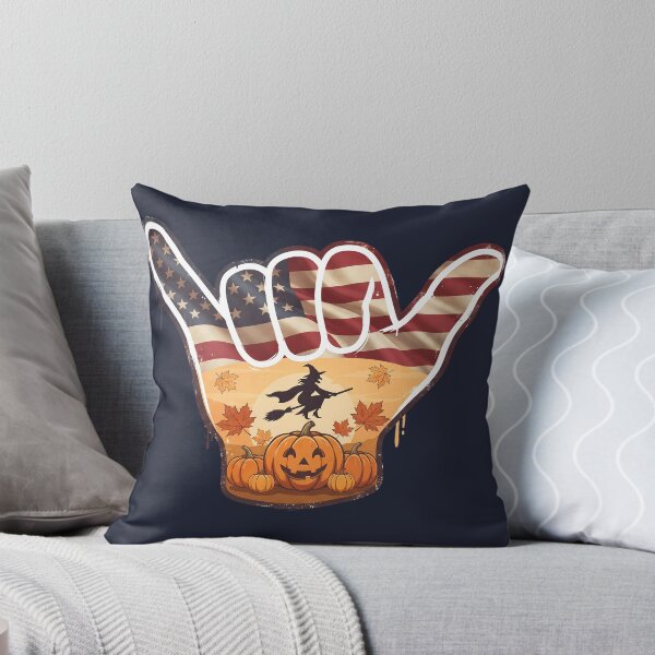 Item preview, Spooky USA Shaka Flag Witch & Pumpkin Halloween designed and sold by MythicCotton.