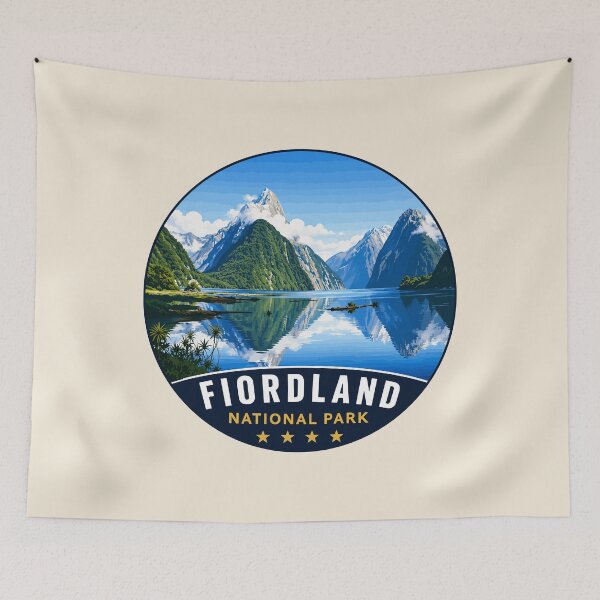 Item preview, Fiordland National Park New Zealand Vintage Fjord & Mountain Landscape designed and sold by Gideon Emmerich.