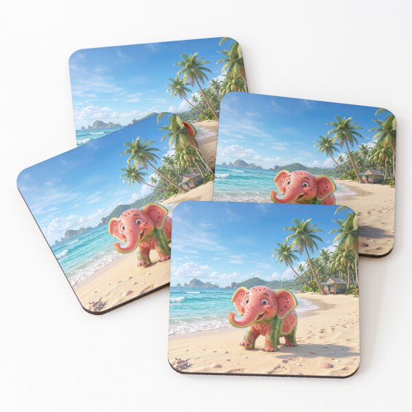 Item preview, Cute Watermelon Elephant on Beach designed and sold by AnnArtshock.