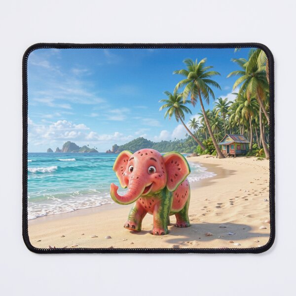 Item preview, Cute Watermelon Elephant on Beach designed and sold by AnnArtshock.