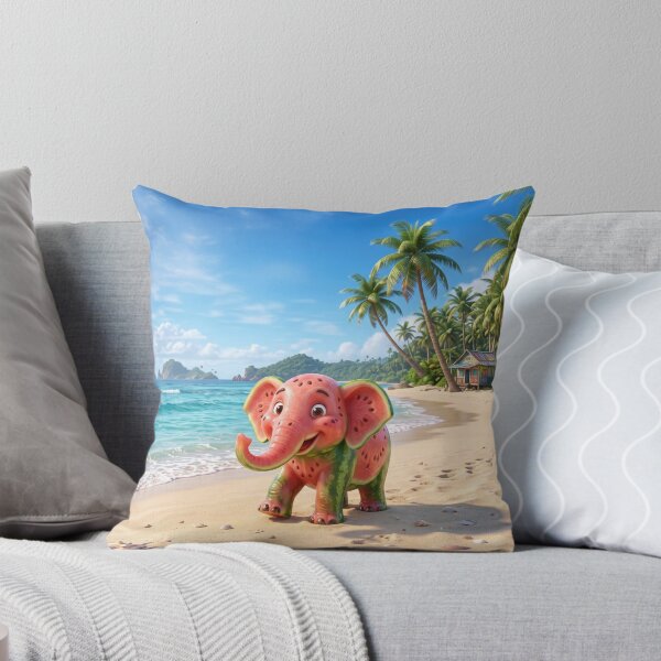 Item preview, Cute Watermelon Elephant on Beach designed and sold by AnnArtshock.