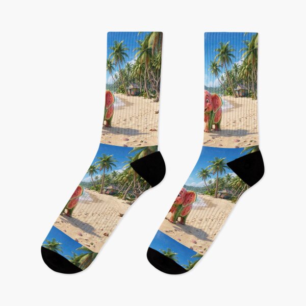 Item preview, Cute Watermelon Elephant on Beach designed and sold by AnnArtshock.