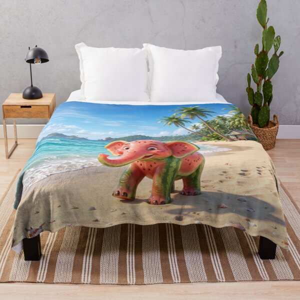 Item preview, Cute Watermelon Elephant on Beach designed and sold by AnnArtshock.