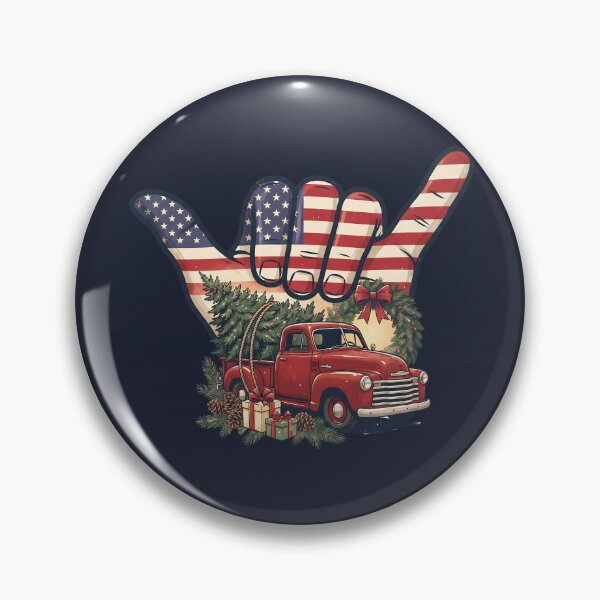 Item preview, Patriotic USA Shaka Vintage Red Truck Christmas Art designed and sold by MythicCotton.