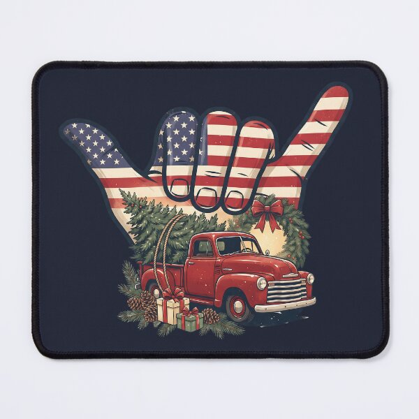 Item preview, Patriotic USA Shaka Vintage Red Truck Christmas Art designed and sold by MythicCotton.