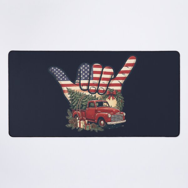 Item preview, Patriotic USA Shaka Vintage Red Truck Christmas Art designed and sold by MythicCotton.