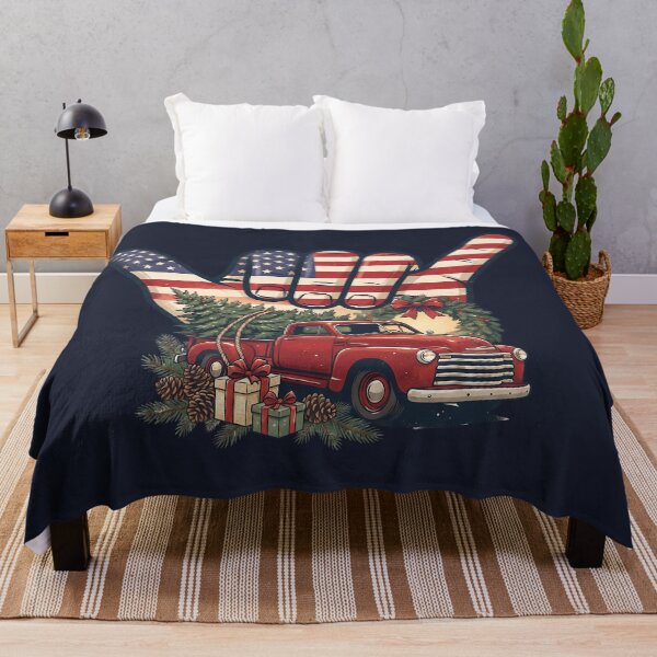 Item preview, Patriotic USA Shaka Vintage Red Truck Christmas Art designed and sold by MythicCotton.