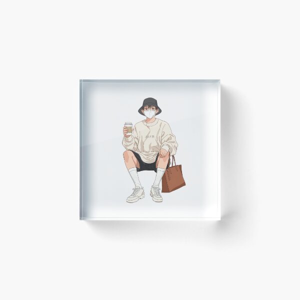 Item preview, ArtMinimalistAnimeStreetwearBoywithCoffee designed and sold by Artrendzs.