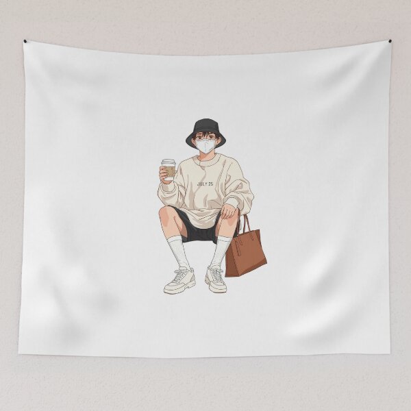 Item preview, ArtMinimalistAnimeStreetwearBoywithCoffee designed and sold by Artrendzs.