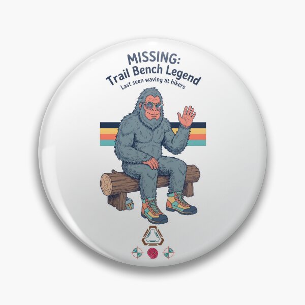 Item preview, "Missing: Trail Bench Legend" - Funny Sasquatch Hiker & Vintage Vibe designed and sold by Whimsy Trail Co.