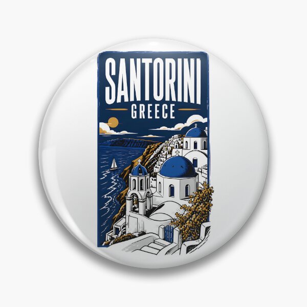 Item preview, Santorini Greece Vintage Travel Poster designed and sold by TravelersGems.