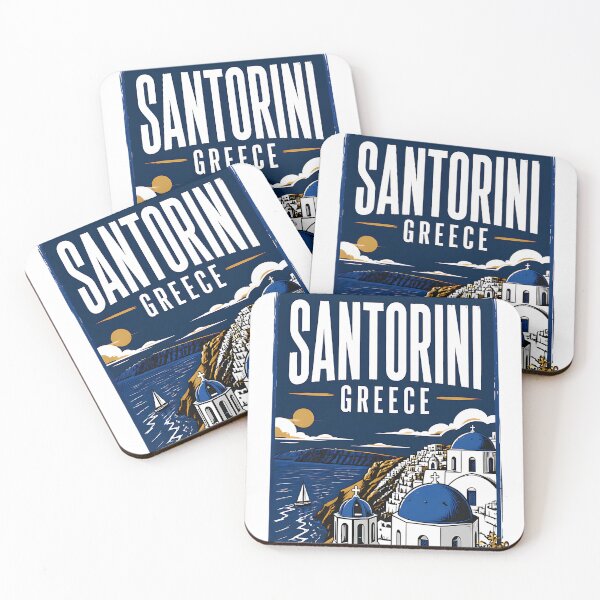 Item preview, Santorini Greece Vintage Travel Poster designed and sold by TravelersGems.