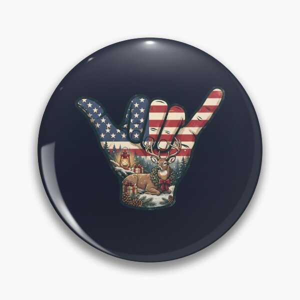 Item preview, Patriotic USA Shaka Winter Woodland Deer Holiday Art designed and sold by MythicCotton.