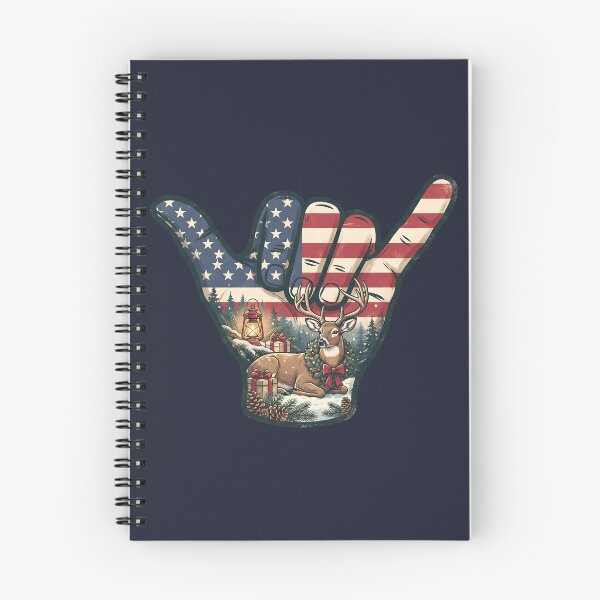 Item preview, Patriotic USA Shaka Winter Woodland Deer Holiday Art designed and sold by MythicCotton.