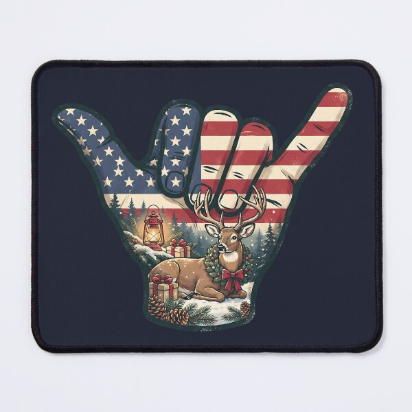 Item preview, Patriotic USA Shaka Winter Woodland Deer Holiday Art designed and sold by MythicCotton.