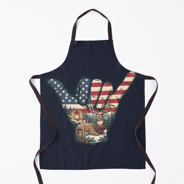 Item preview, Patriotic USA Shaka Winter Woodland Deer Holiday Art designed and sold by MythicCotton.
